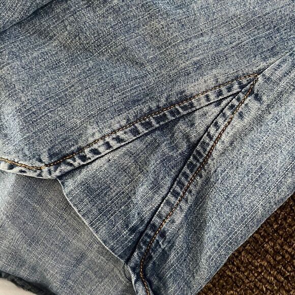 Side Stitch Dark Wash Long Sleeve Lyocell Botton Down Shirt- XSP - Picture 8 of 16